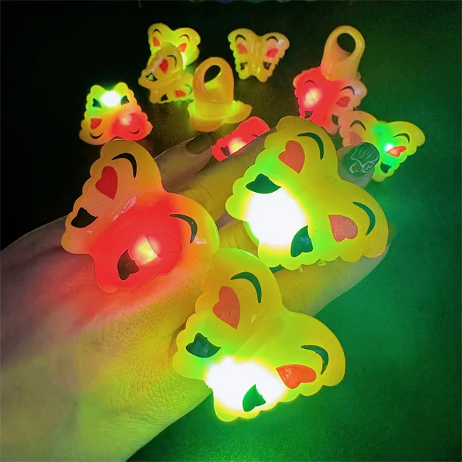 Factory Toy Butterfly Ring with Lamp Insect Party Finger Light Toy High quality gift ring Animal flying insect shaped LED ring