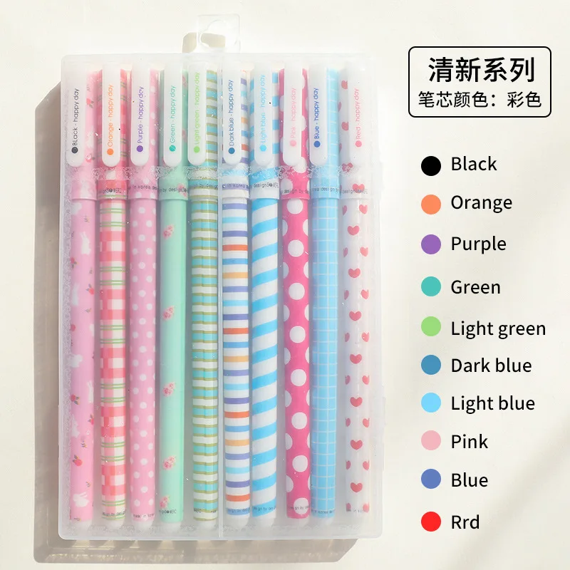 10pcs/set  Kawaii Lovely cute cartoon multicolor gel pen plastic custom gel pen for kids