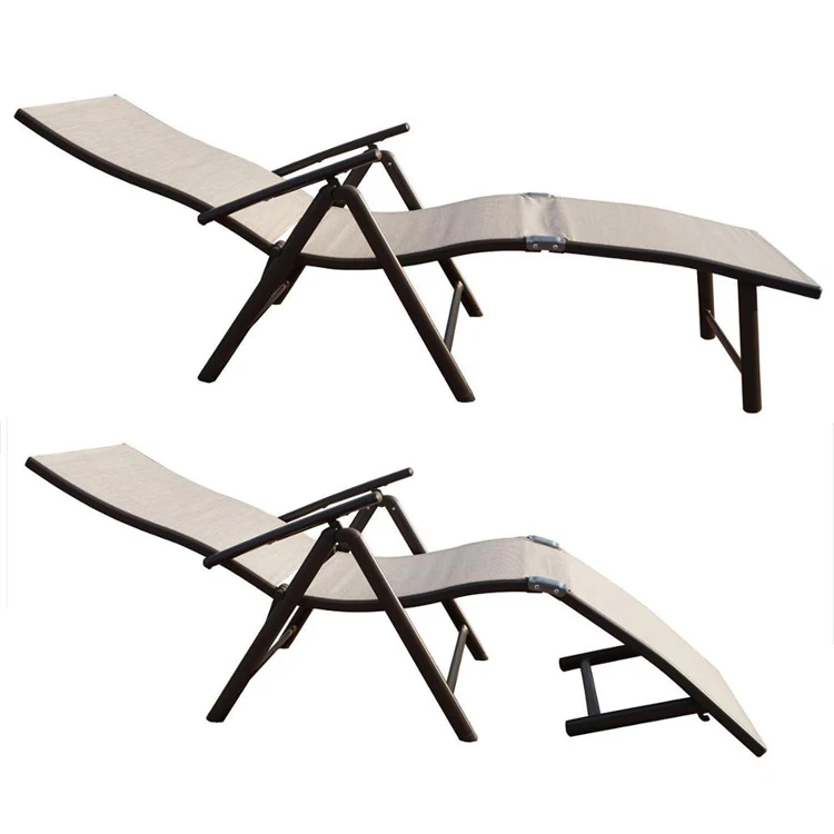 Aluminum Beach Yard Pool Folding Reclining Adjustable Chaise Lounge Chair
