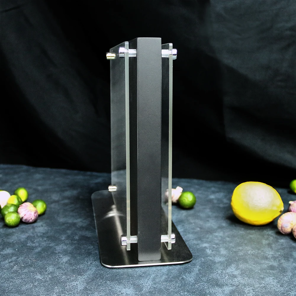 Steel Base with Aciacia Magnetic Knife Holder Both Sides Black Block