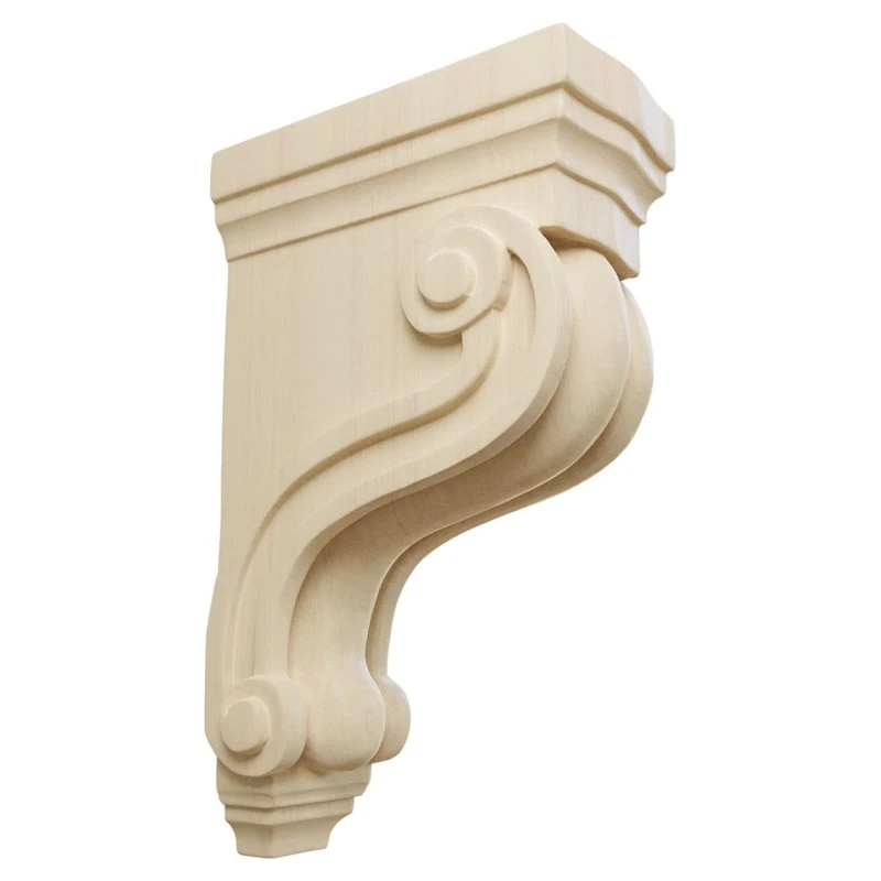 Boston Scroll Wood Corbels Hardwood Unfinished Decorative Pine Corbels for Countertops Fireplace Mantel Shelves Home Improvement