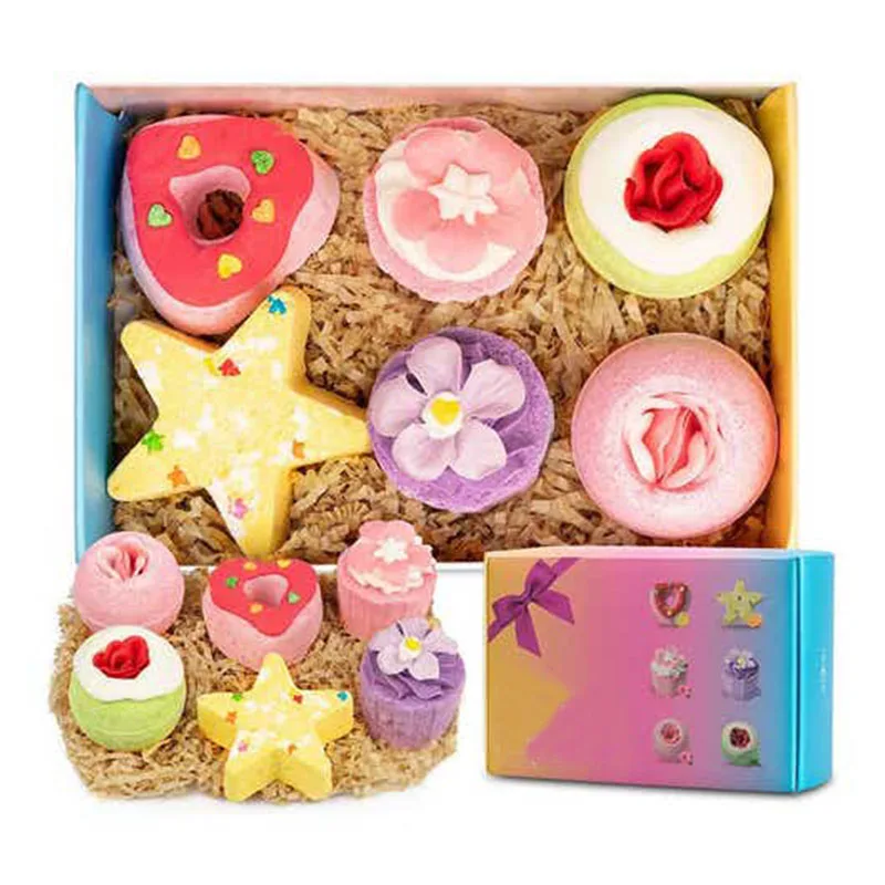  OEM ODM organic shea butter vegan box mold fizzy bubble bath bombs melts truffles cupcake natural cbd gift set