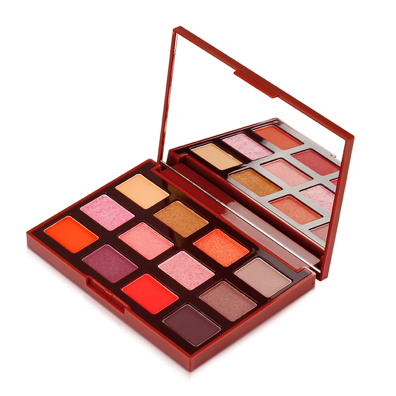 Alobon 12 Color Two Style High Quality Small Sample Private Label OEM & ODM Free Sample Mate Shine Waterproof Eyeshadow Palate