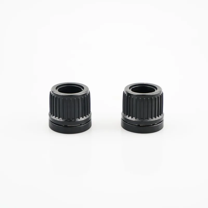 18/415 Black Essential Oil Glass Bottle Plastic Child Tamper Proof Dropper Caps with Pipette