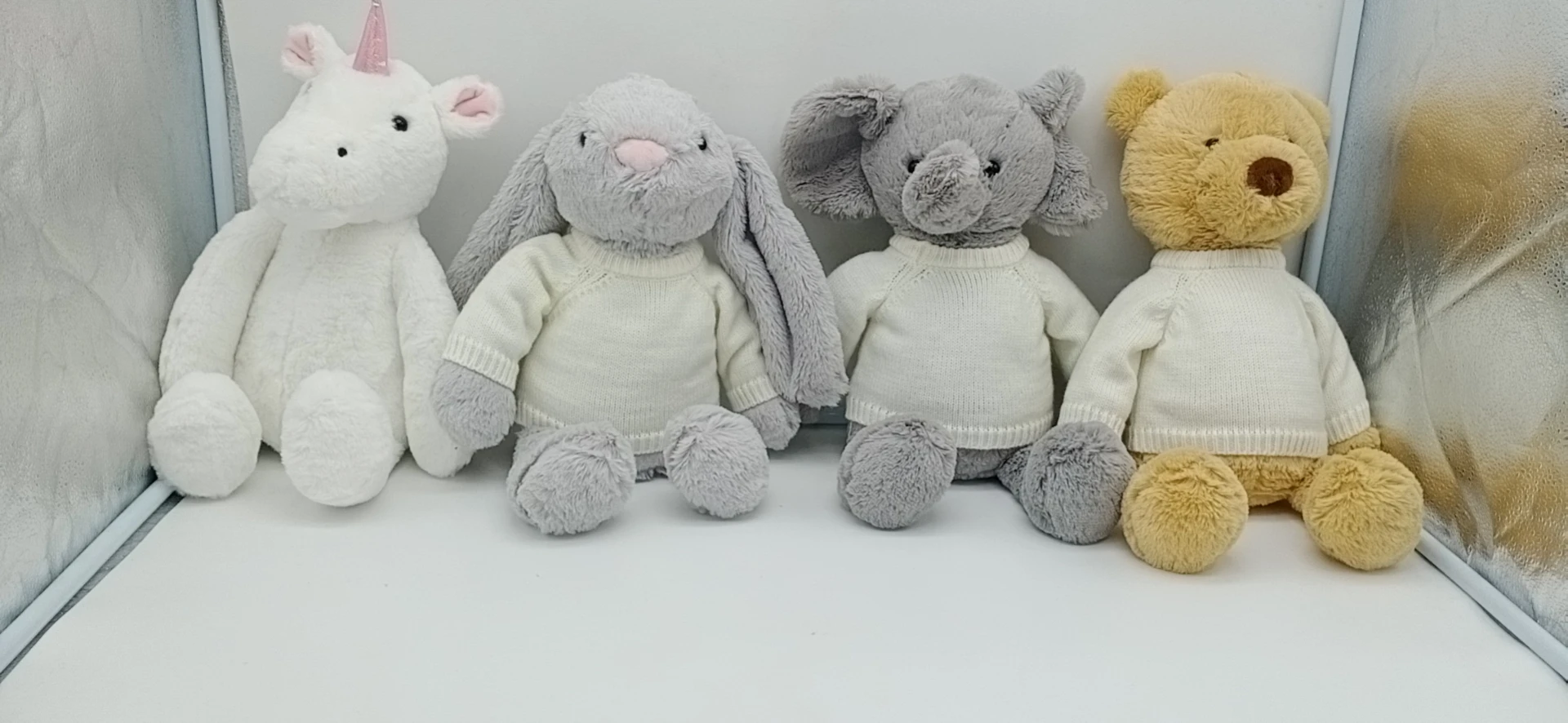Custom Bunny Plush Toys Stuffed Animal Rabbit with White Wool Sweater