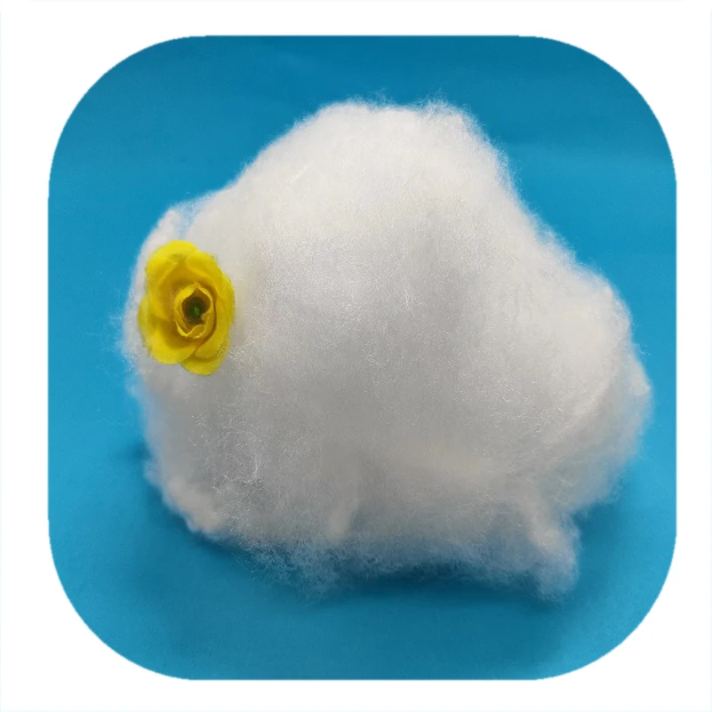Hot sale good quality PET/PTT  bicomponent White 150mm recycled fiber for stuffing