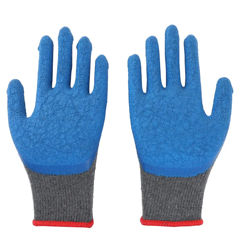 China Importer Quality Work Cotton Crinkled Latex Knitted Gloves
