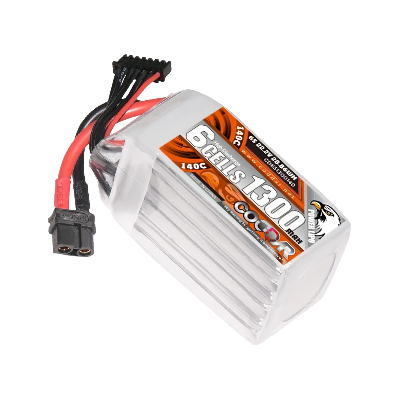 CODDAR RC LiPo Battery 6S 1300MAH 22.2V 140C XT60 FPV 180mm 330mm Brushless 5 to 6 inch Drone HeliCopter Freestyle Drone UAV
