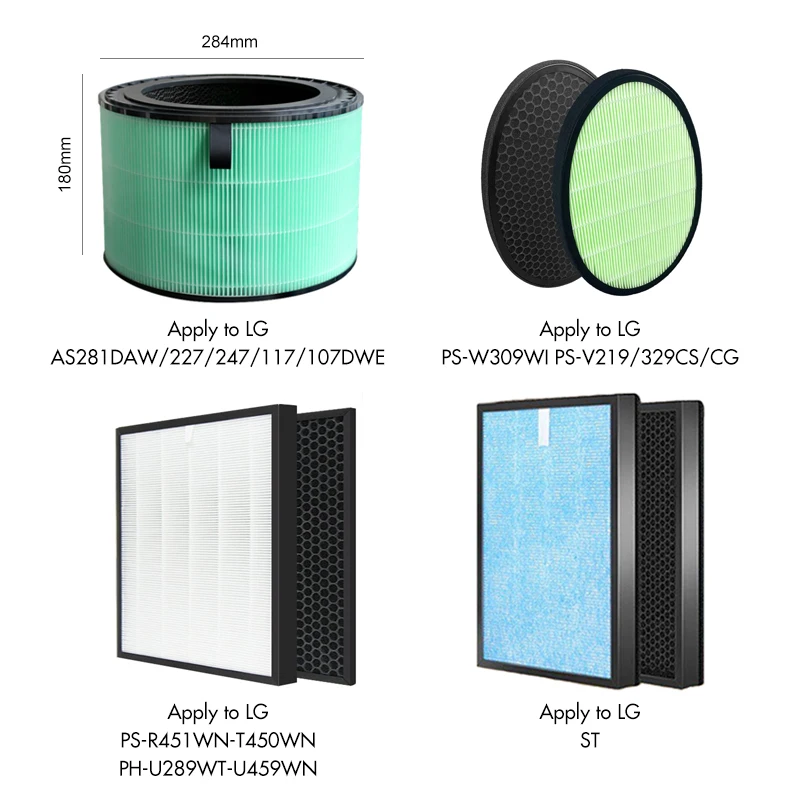 popular air purifier parts fits for LG brands air filters hepa & carbon customize