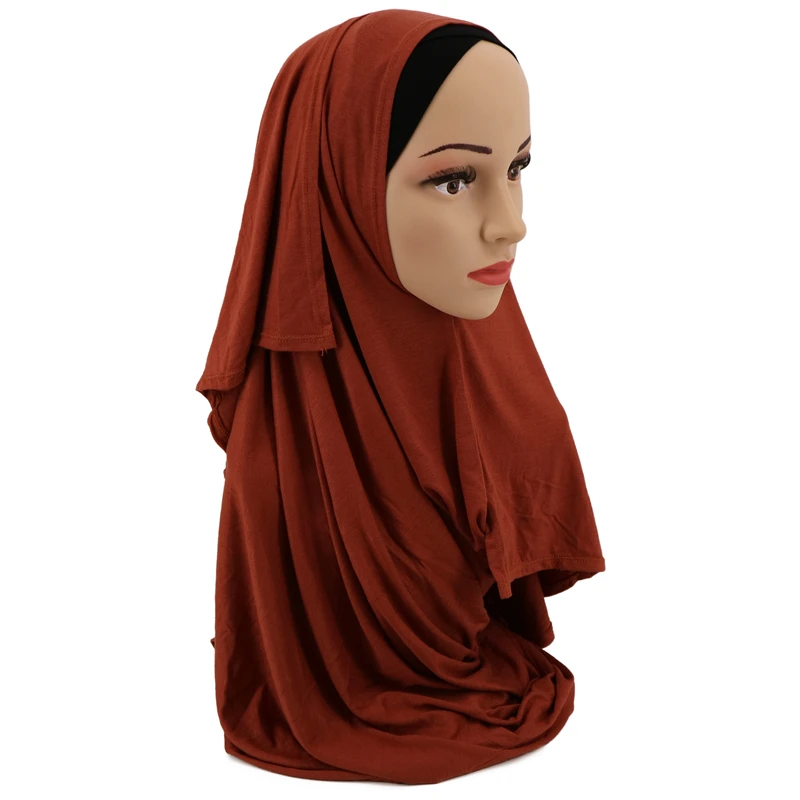 Hot Selling Instant Cotton Jersey Head Scarf Instant One Loops Pleated Cotton Jersey Shawls Muslim Scarves Long Shawl Wraps