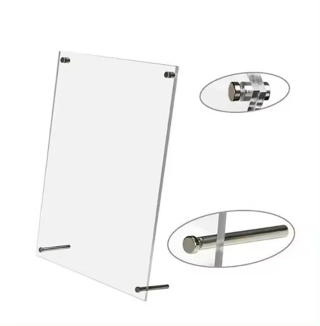 A4 A5 A6 Acrylic Picture Photo Frame Free Desktop Stand Plexiglass Certificate Artwork Poster Display Frame Metal Screws Crystal