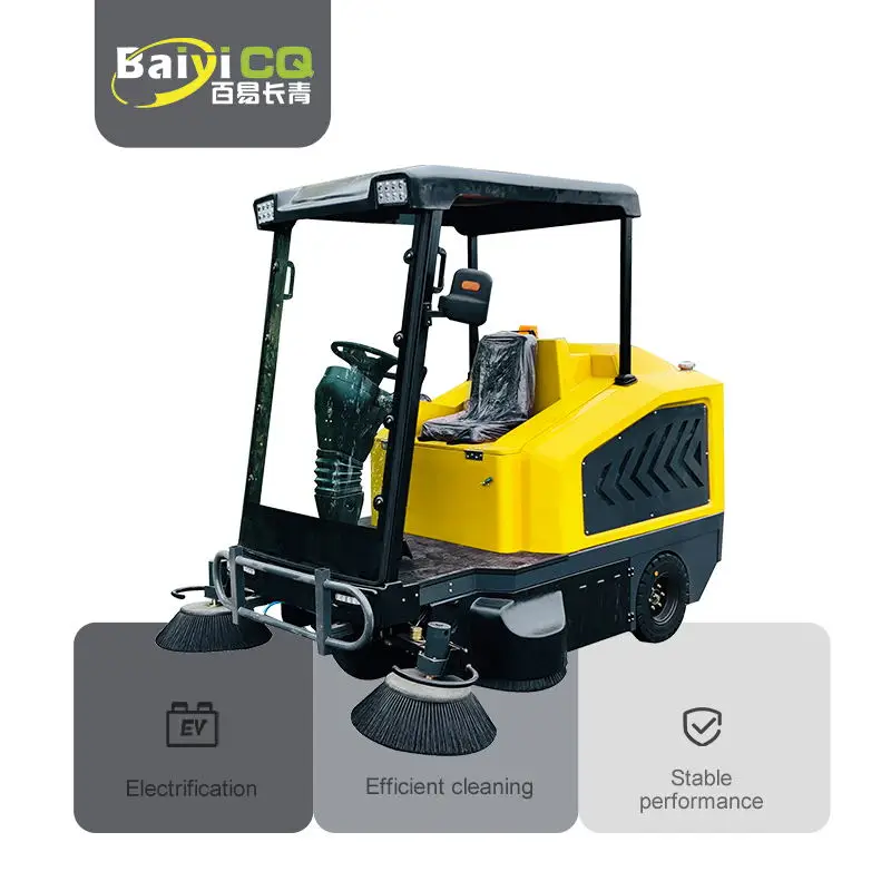 Baiyi S19 Factory Electric Industrial Floor Sweeper Truck Ride-On Road Street Sweeper Core Motor Engine Construction Industries