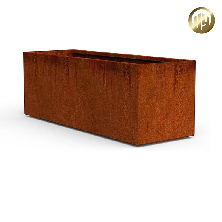 Rectangular Corten Steel High Quality Rusty Planter Pot For Plants