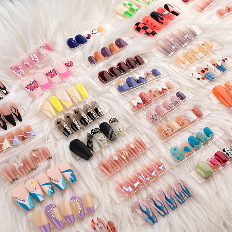 Ready to Ship Customize Middle Oval French Press on Nails  ABS Acrylic Artificial Finger Nails 24pcs Packed with Box