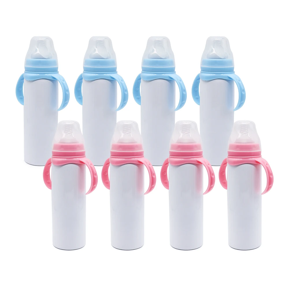 Готово к отправке, 8oz для сублимаций заготовок белая детская бутылочка с силиконовые соски-Пустышки и нескользящая рукоятка