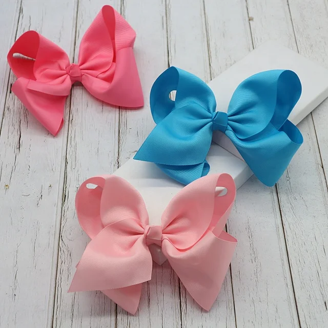 8 inch Big Hair Solids Bow Boutique Large Hair Bows,Colorful Grosgrain Ribbon Hair Clips Bows for Girls