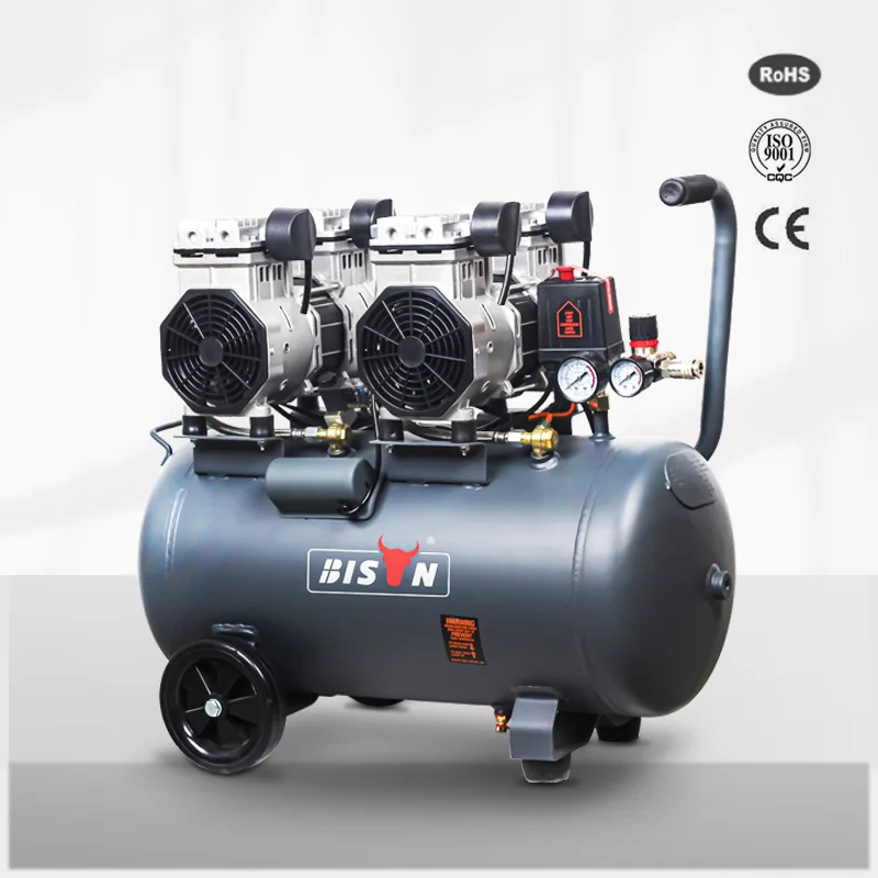 BISON 50 litres 50l 3hp super silent type oil free portable medical dental air compressor with air tank and air dryer