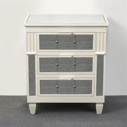 High Quality Modern While Bedside Cabinet Bedroom Custom Furniture Mirrored Night Stands with Drawer Cupboard