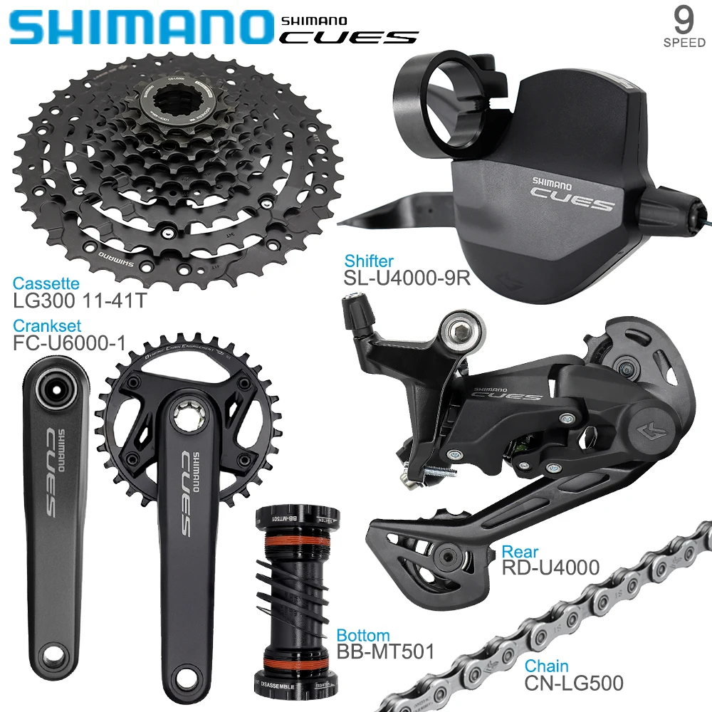 Набор CUES U4000 для MTB Bike 1x9 скоростной переключатель U3020 U4020 задний FC-U6000 коленчатого вала комплект цепи LG500