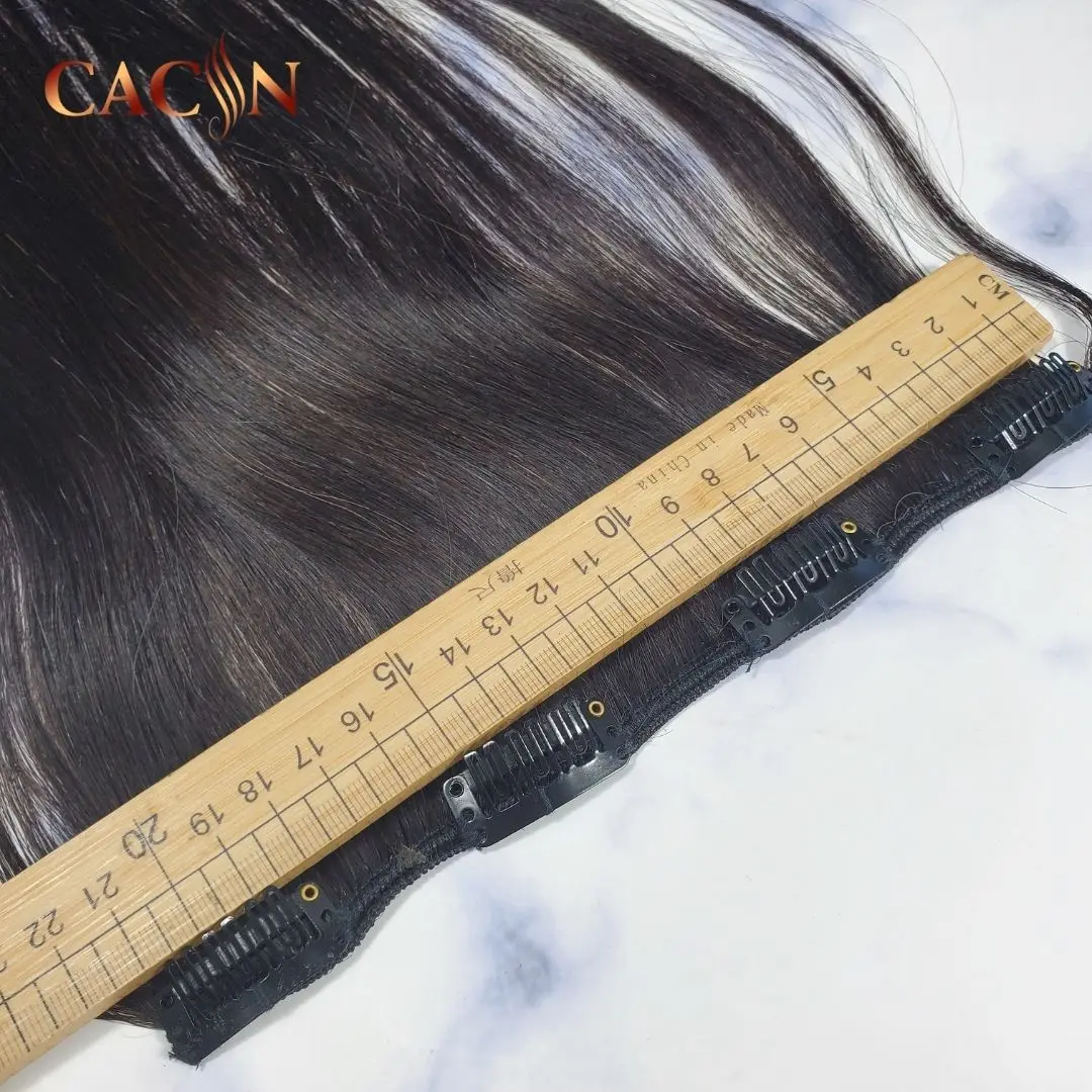 CACIN Raw unprocessed invisible clip in hair extensions 100human hair, wholesale 100% virgin remy natural hair seamless clip ins