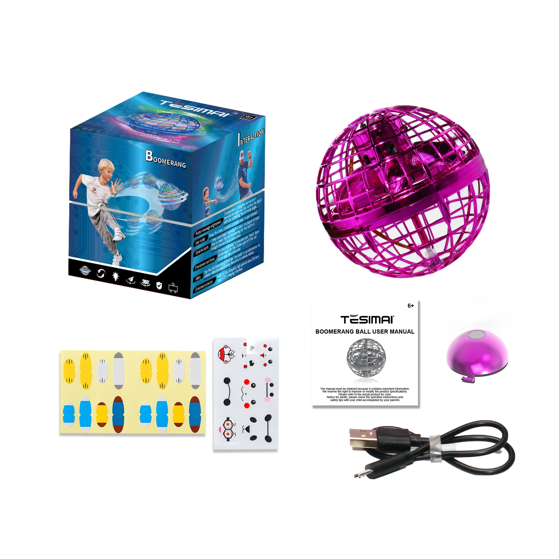 Светящийся индукционный летающий шар вращение на кончик пальца НЛО Дрон Boomerang Can Hover детские