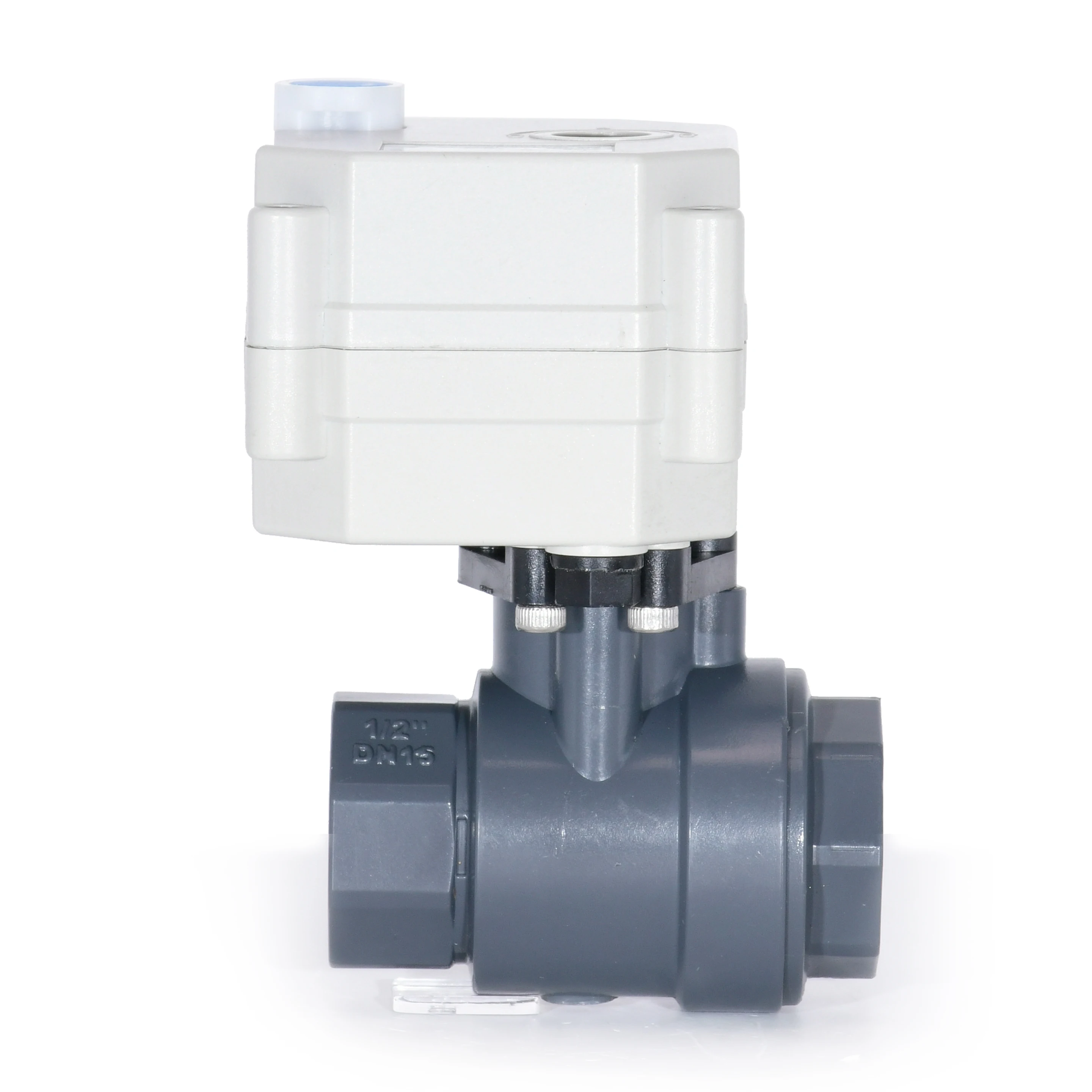 2 way DN15 CR303 3-wires manual operation motorized PVC ball valve water electric actuator 12V 24V