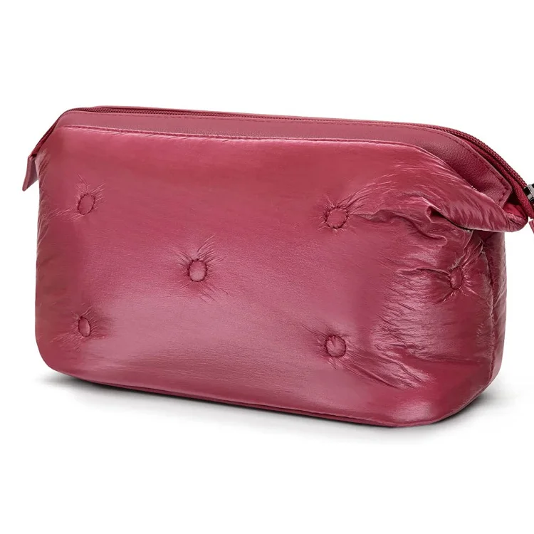 Fashion Down Cotton Cosmetic Bag Waterproof Pu Leather Custom Towel Embroidered Letter Make Up Bag