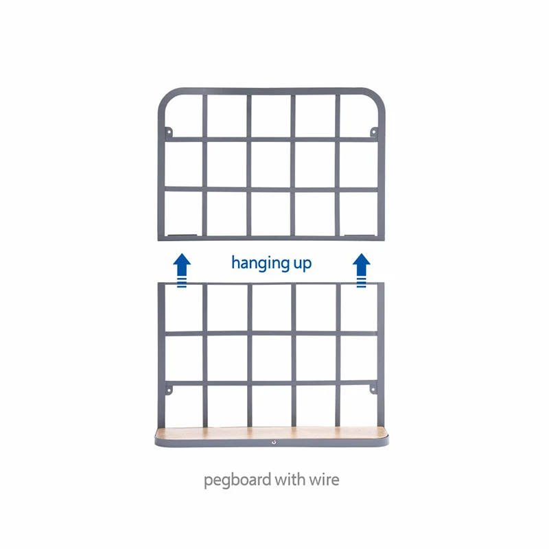 WIREKING 2 Pegboard Wall Mounted Metal Wire Storage Rack with Hook Storage Bin