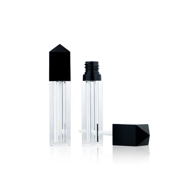 new design 5 ml custom empty lip gloss tubes square tower shape lip gloss container with private label cosmetic packaging