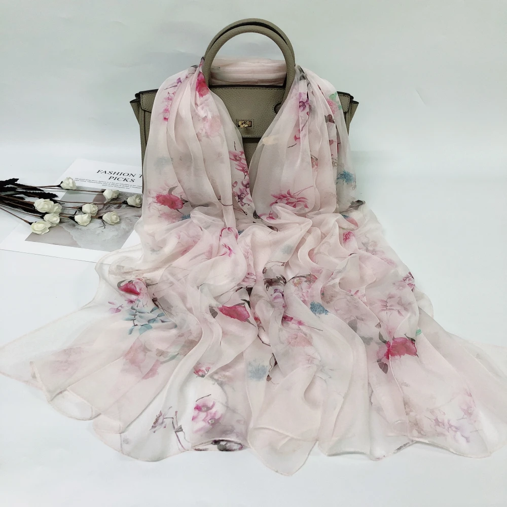 2021 год, Ханчжоу, оптовая продажа, роскошный дизайн, элегантный 100% чистый шелк, 5 Муми, 110*180 см, Женский шифоновый длинный шарф