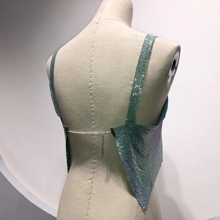 Новый стиль, сексуальный женский клубный вечерний блестящий хрустальный бретель-петля GC032, Радужный голубой драпированный бюстгальтер, короткий топ