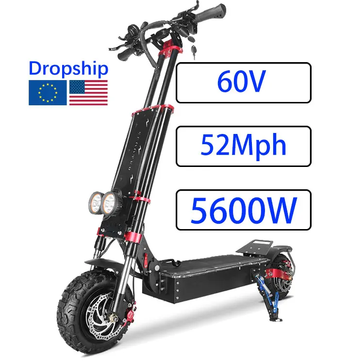 X5 13 Inch 60V 5600W 6000W Two Wheel Dual Motor Us Warehouse Fat Tire Off Road Fast Folding Electric Scooter For Adult