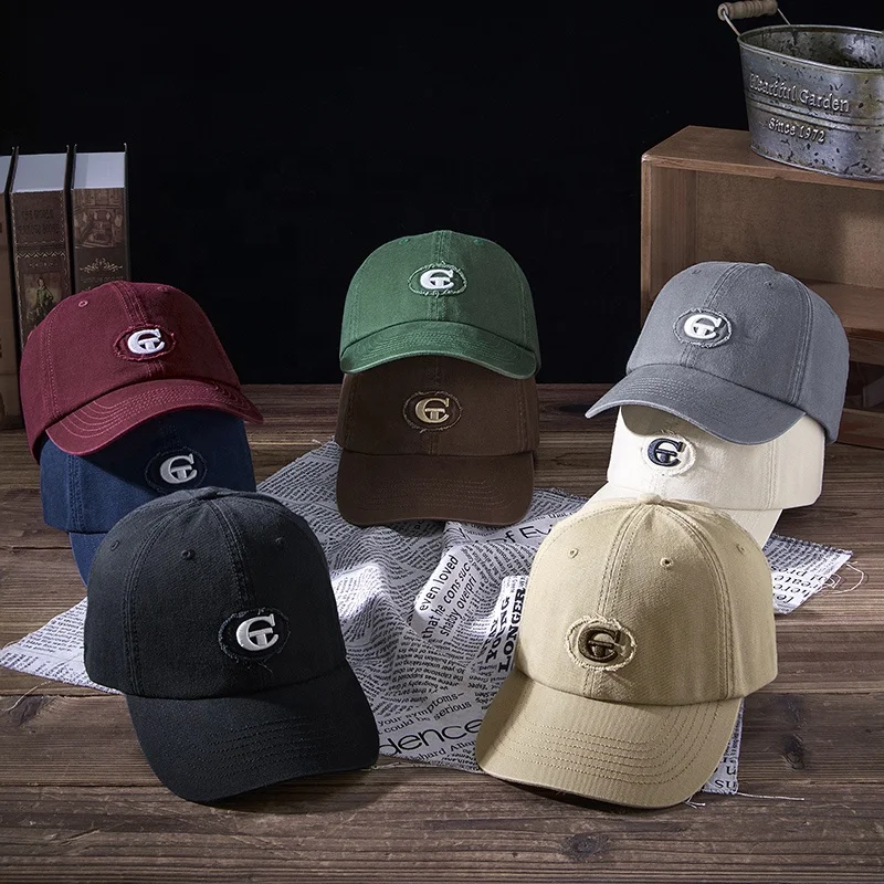 Wholesale 6 panel caps hats cotton printing Custom  LOGO embroidery 112 trucker distress hats baseball cap