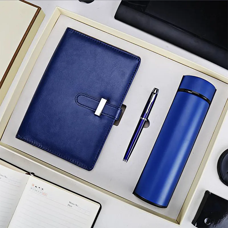 business gift set luxury custom logo A5 notebook pen vacuum cup 3 in 1 gift sets for VIP client