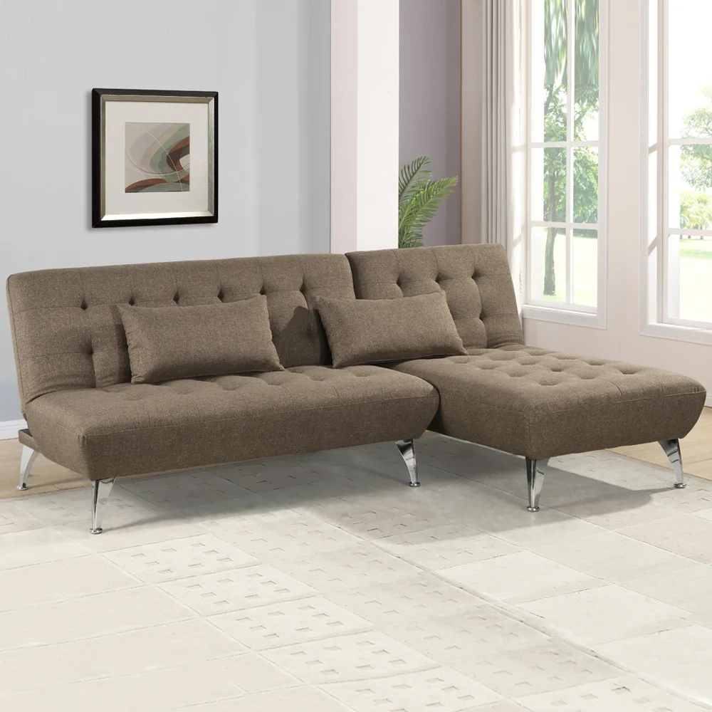 
Classic modern convertible tufted cushion L shaped corner living room futon sleeper sofa cum bed for any living space 