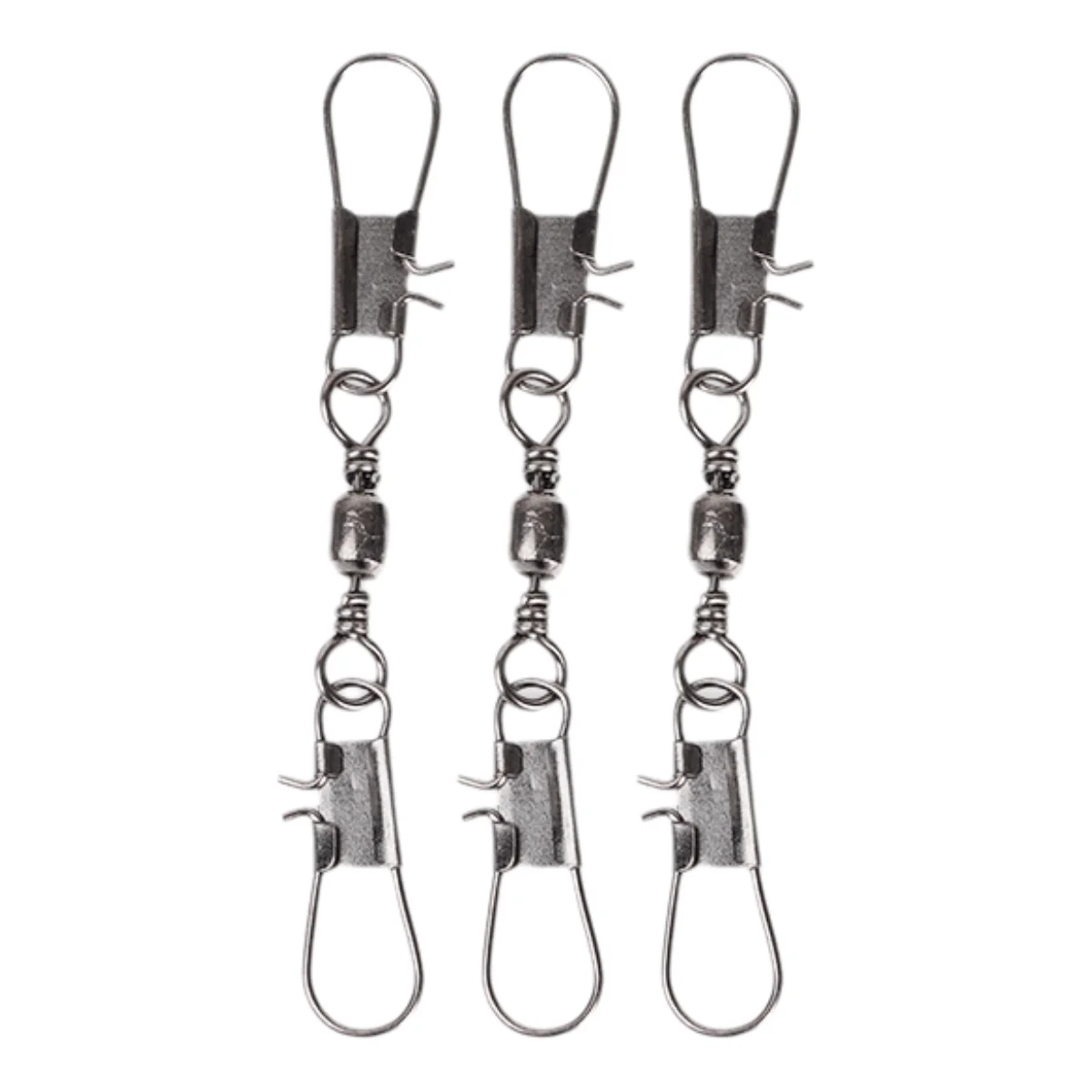 50pcs/bag Barrel Swivels With Double Safety Snaps Quick Change Pin Fishing Lure Hook Connector