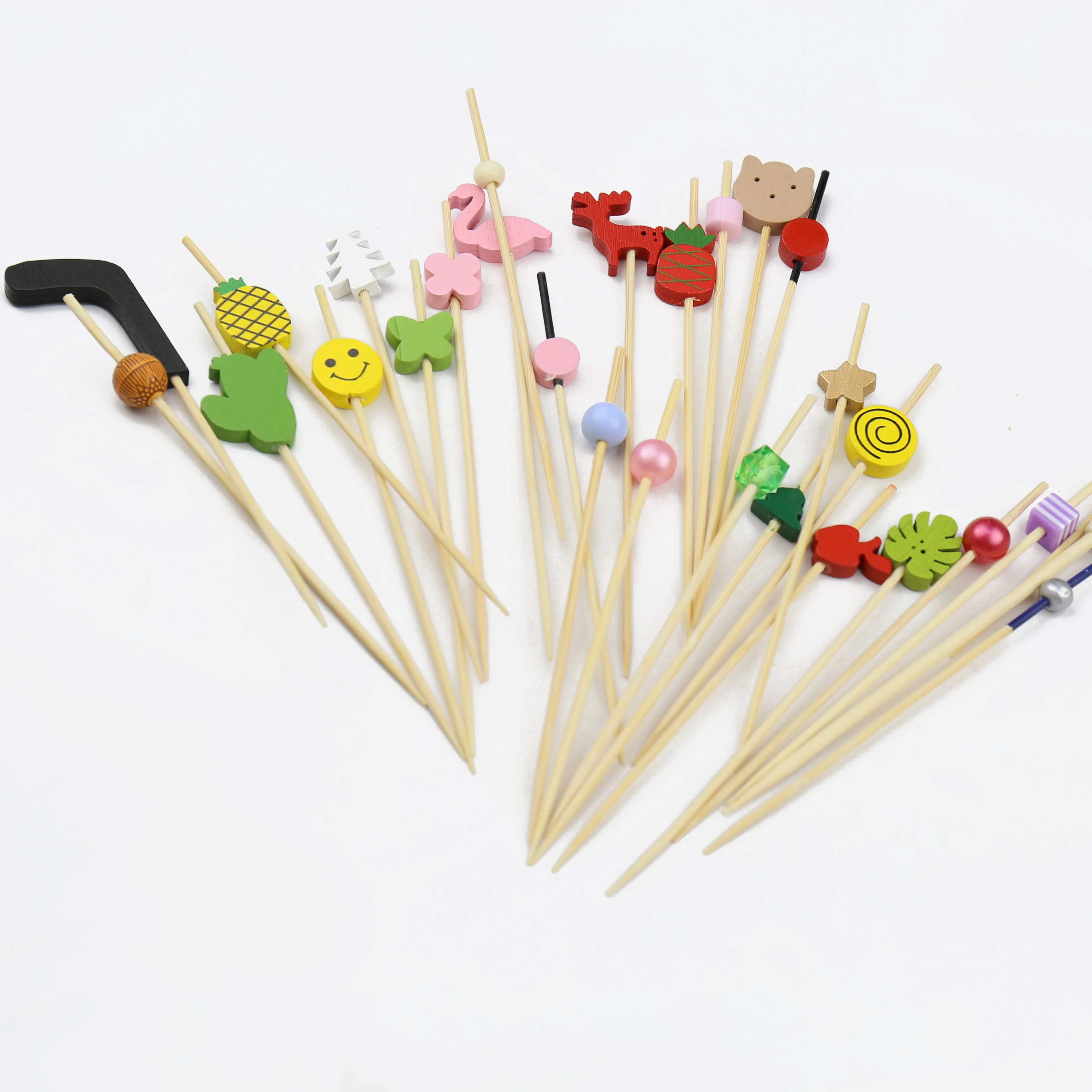 Художественные бамбуковые Медиаторы-креативные животные, сердце и цветочные узоры для изысканных канапе