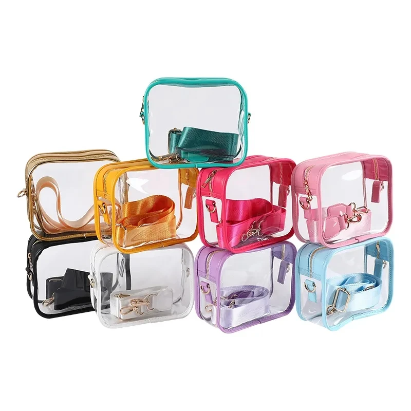 Wholesale Fashion Customized Clear See Through Crossbody Stadium Approved Transparent Pvc Clear Purse Women Clear Concert Bag