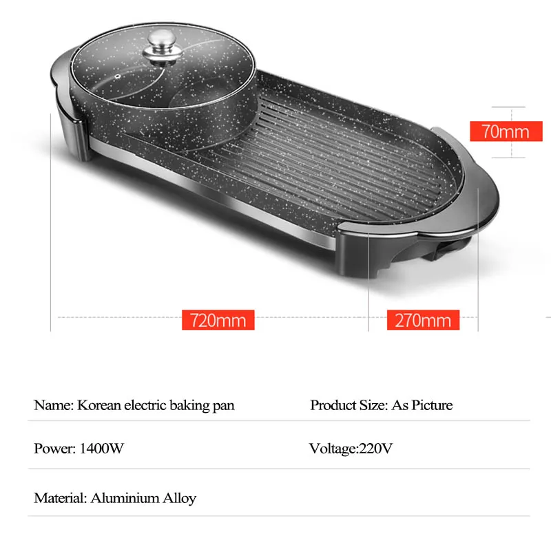 
Smokeless Hot Pot And Bbq Grill Indoor Electric Barbecue Grills Korea Nonstick Electric Grill With Hot Pot 