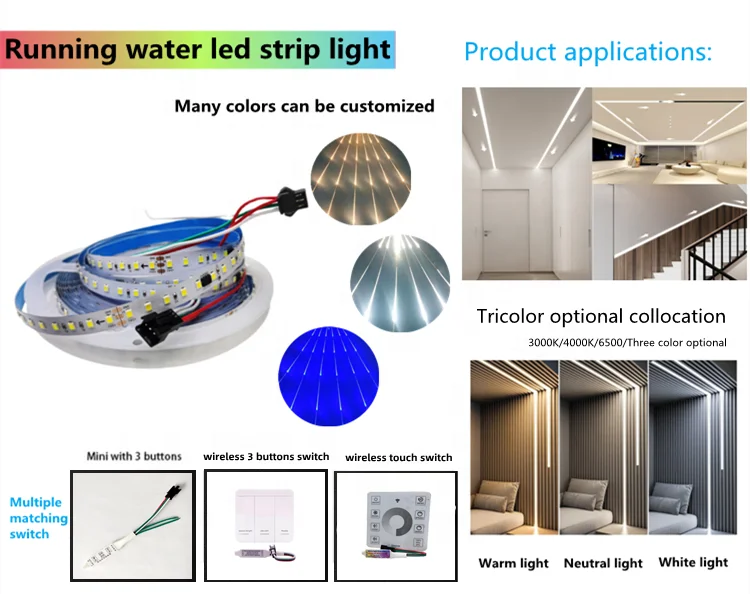 smart rgbic 24v 2835 flexible running led strip lights aluminum profile outdoor waterproof led strip light