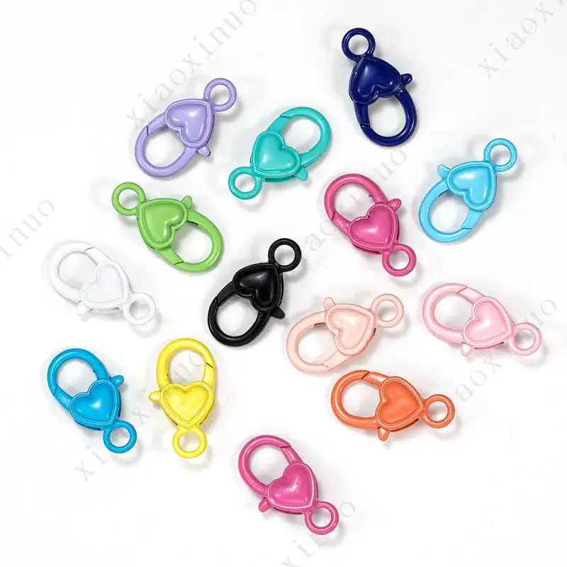 2024 new products DIY Jewelry Accessories Wholesale Peach Heart Lobster Buckle Zinc Alloy Colorful Heart Hanger Buckle Wholesale