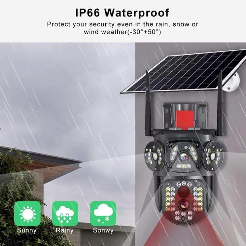 Shingel 2MP Outdoor Dual Lens Triple Screen 4G Sim Card Solar Camera 10x Zoom Human Detection Solar 4G Camera