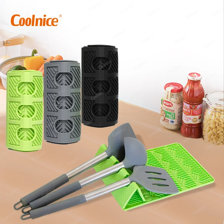  Custom Logo Best Seller Bpa Free Non Slip Heat Resistant Spoon Holder Kitchen Utensil Silicone
