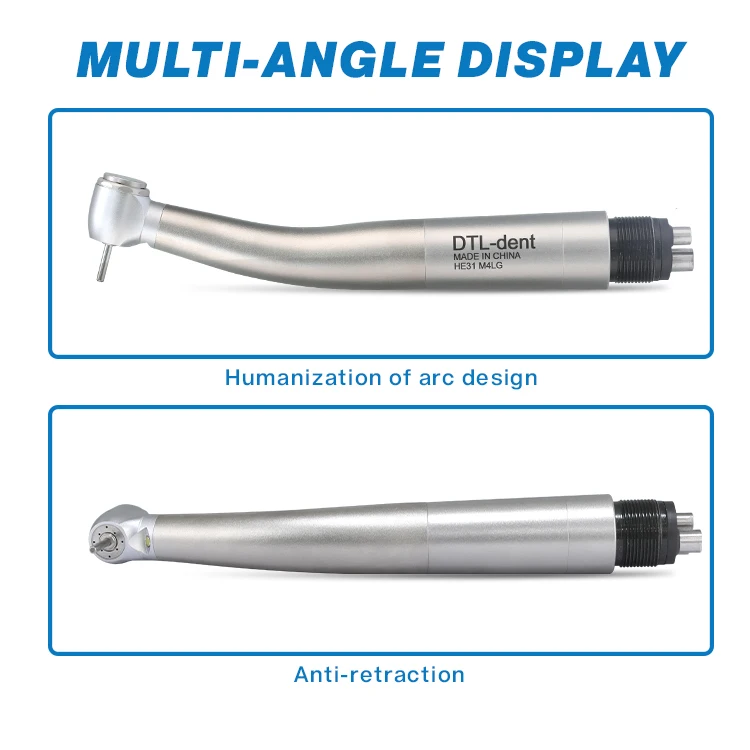 High quality 4 holes dental handpiece air turbine led dental high speed handpiece 4 water spray dental highspeed handpiece