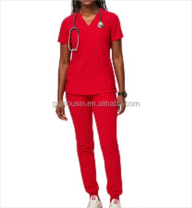 GloriousIn female scrubs set 2023 medical hospital colorful surgical nurse scrub hat dental clinic healthcare nurse scrubs