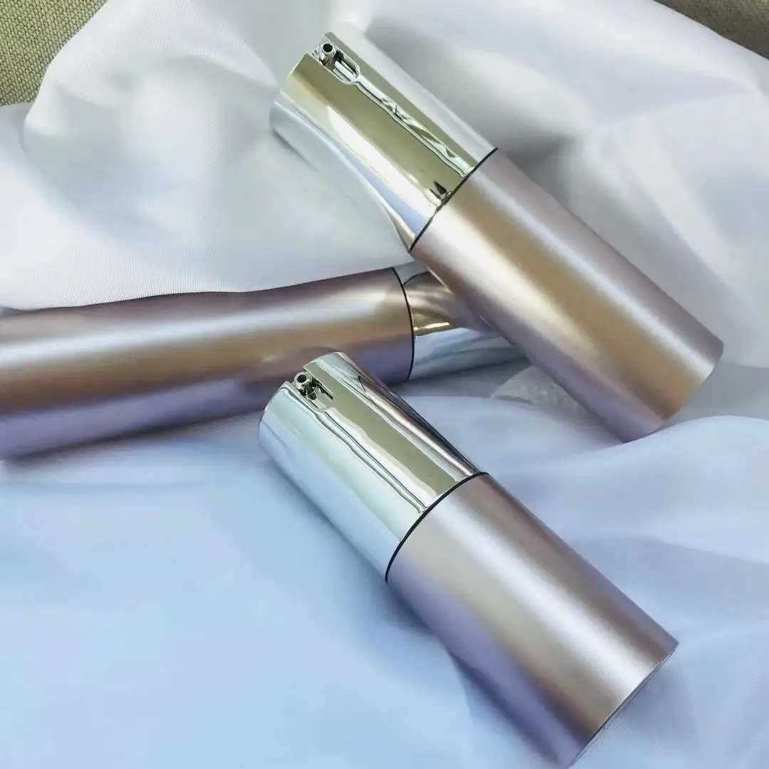 120Ml 100Ml 80Ml Luxury Silver Gold Aluminum Cosmetic Spray Airless Dispenser Pump Frosted Plastic Bottle Wholesales