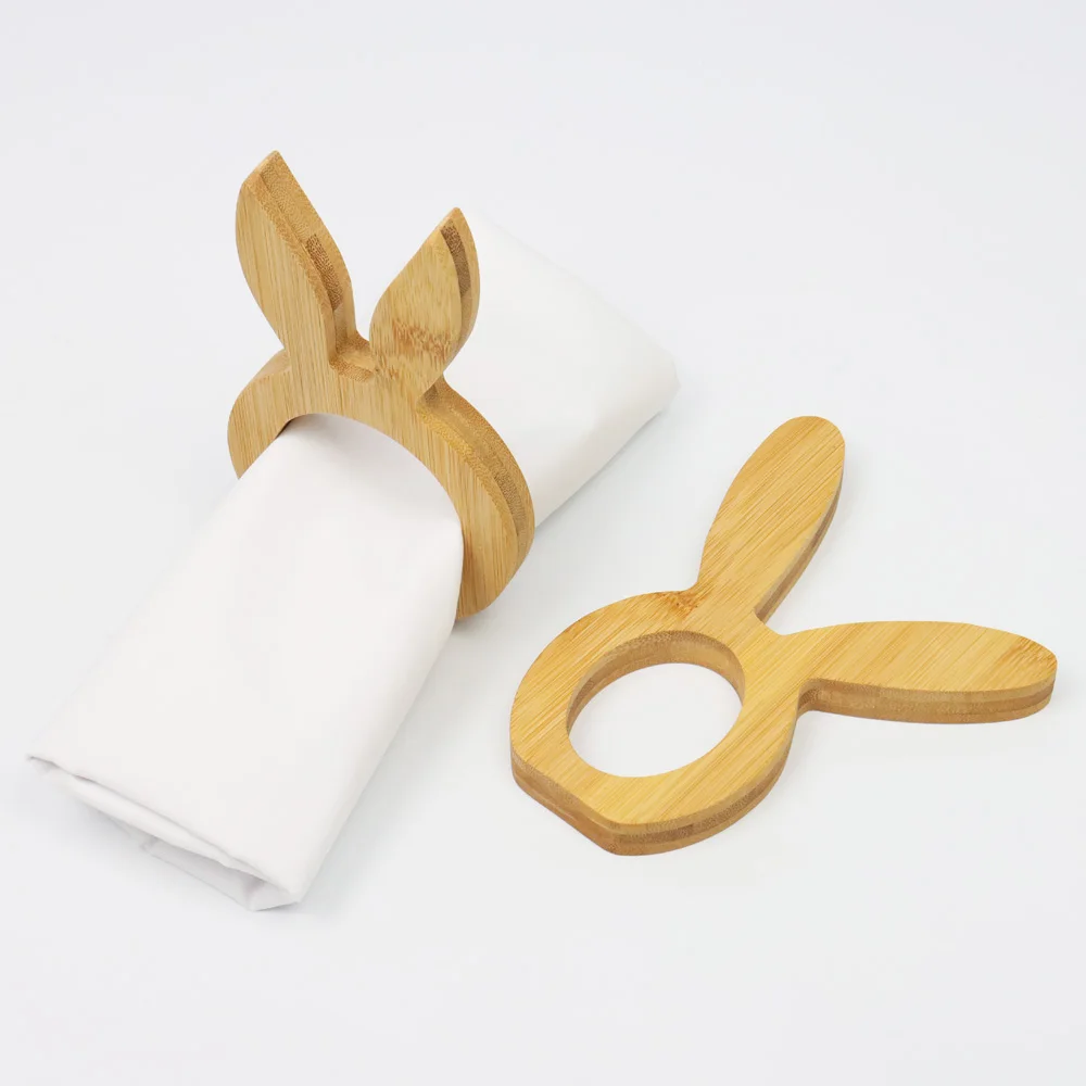 High-Quality Unique Design Natural Bamboo Bunny Shape Napkin Ring For Table Setting Decor