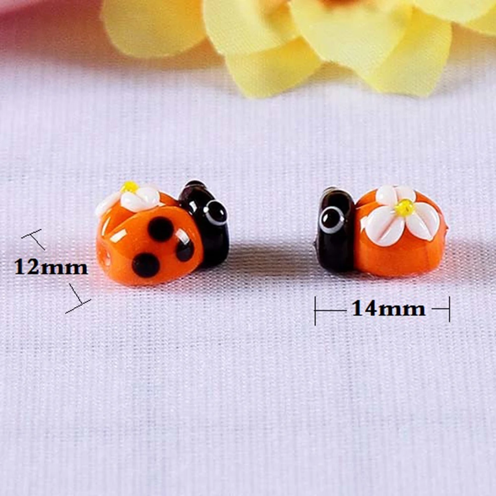 Factory wholesale DIY Bracelet Cute Lampwork Murano Glass Ladybug Beads