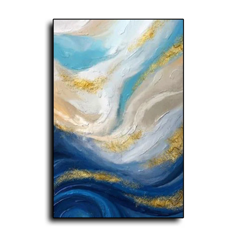 Hand Painted Living Room Home Decor Gold Leaf Painting Modern Abstract Landscape Oil Painting