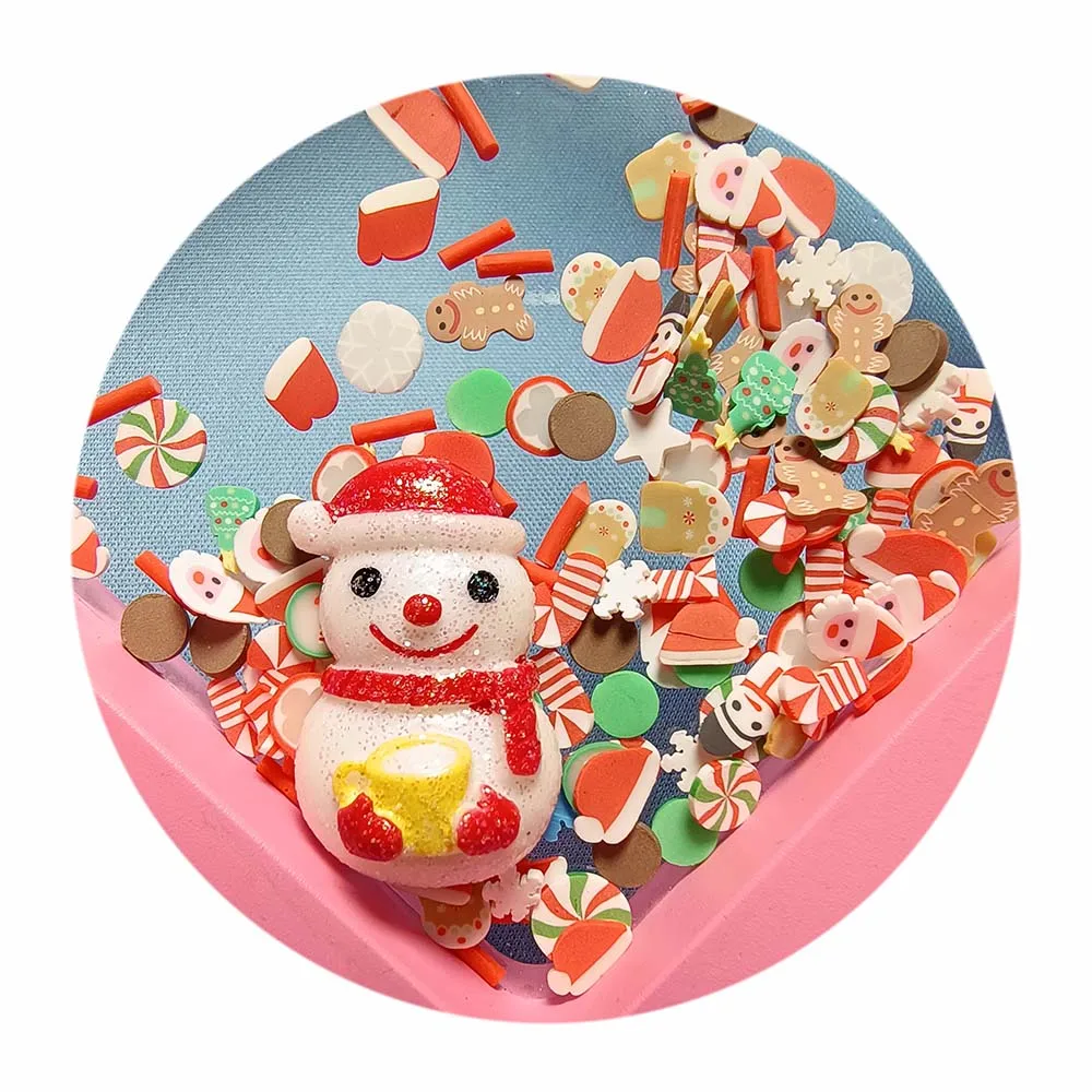 Diy Handmade Products Add Ons Slime Polymer Clay Sprinkles Christmas Clay Slices Hat Gingerbread Candy Can Trees Snowman Charms